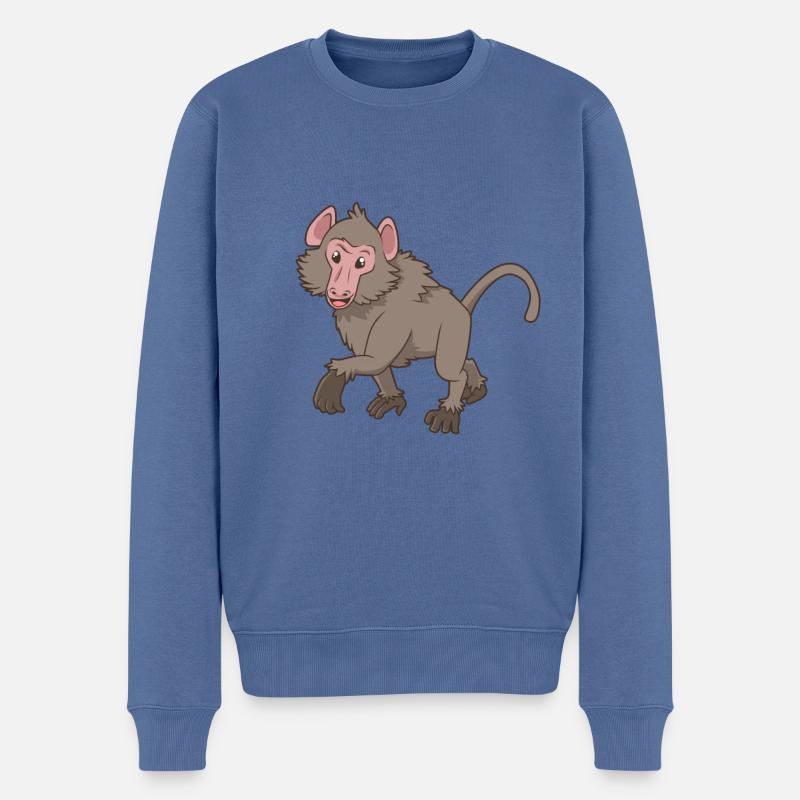 Kawaii Pavian - Männer Premium Bio Pullover - Taubenblau