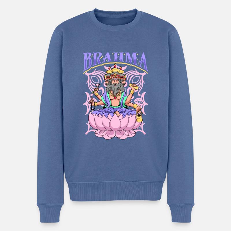 Hindu Gott - Brahma - Männer Premium Bio Pullover - Taubenblau