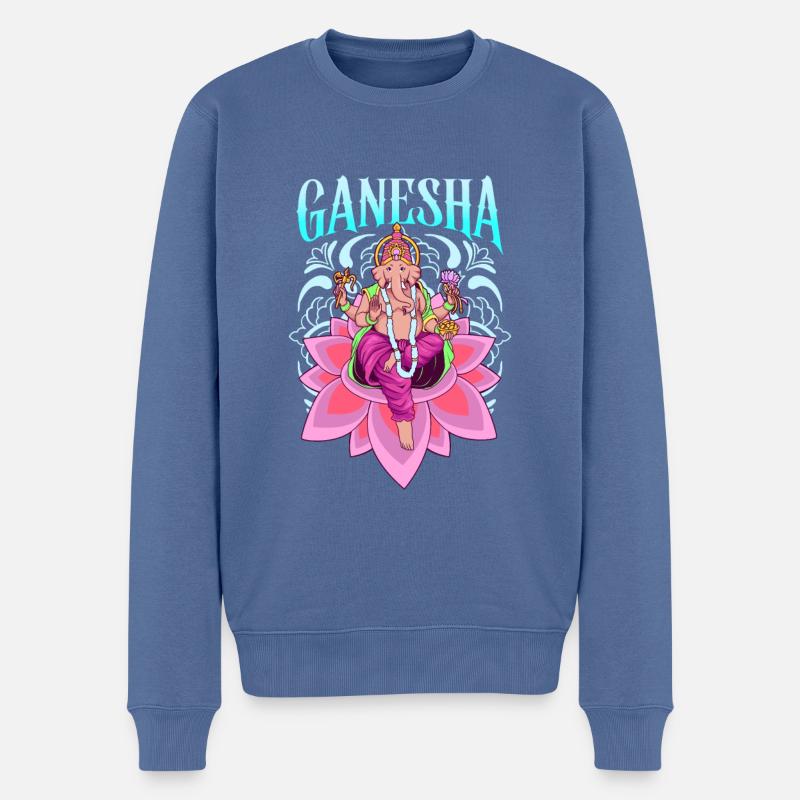 Hindu Gott - Ganesha - Männer Premium Bio Pullover - Taubenblau