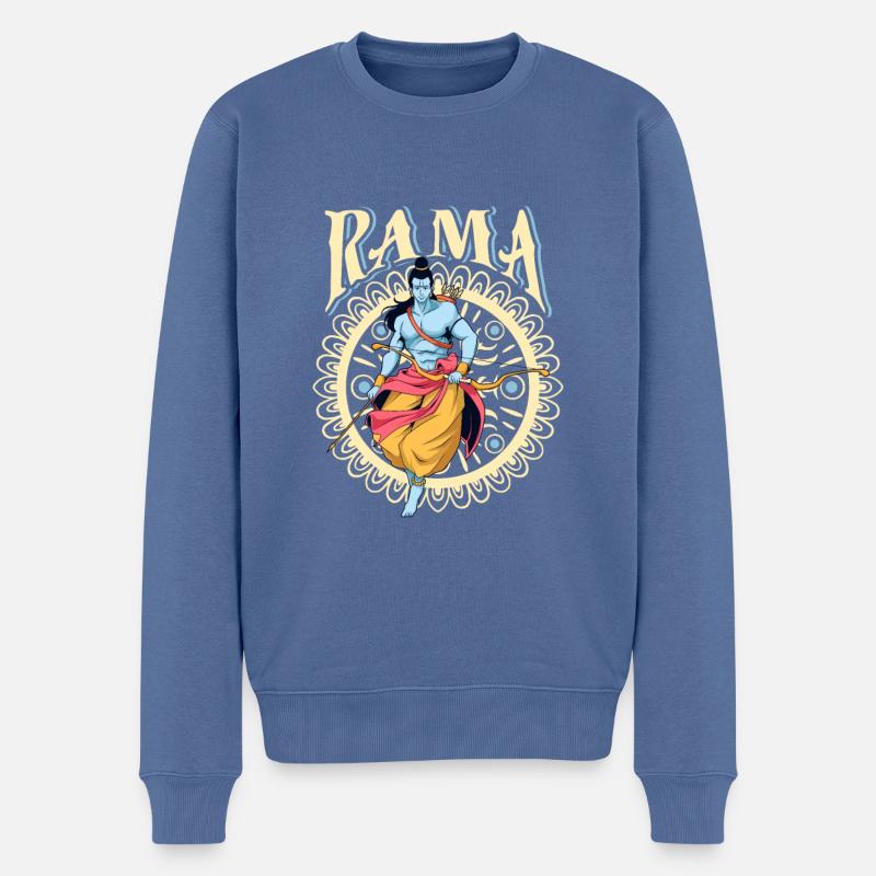 Hindu Gott - Rama - Männer Premium Bio Pullover - Taubenblau
