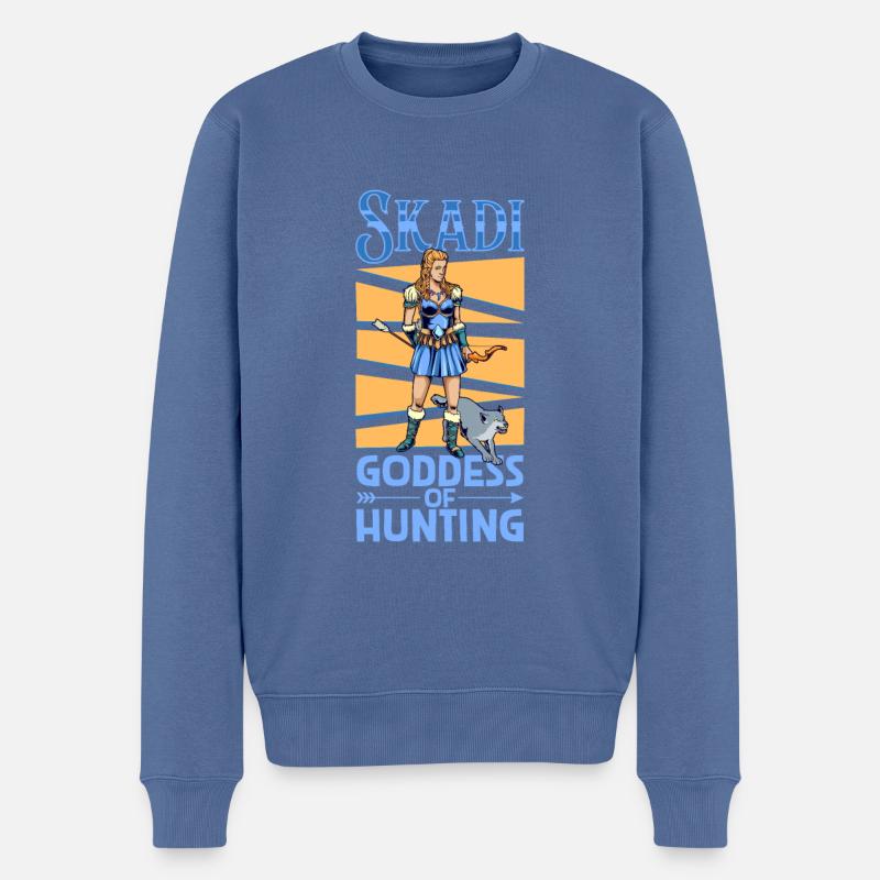 Wikinger Göttin der Jagd Skadi - Männer Premium Bio Pullover - Taubenblau
