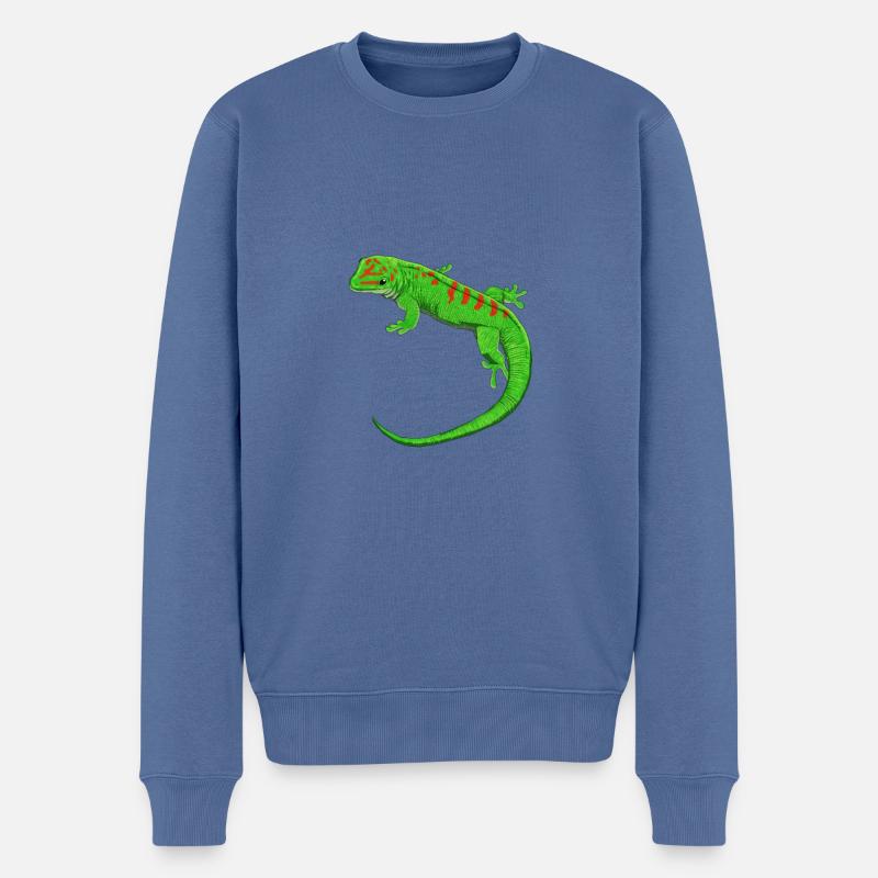 Dessin - Gecko de Madagascar - Pull Premium bio Homme - bleu pigeon
