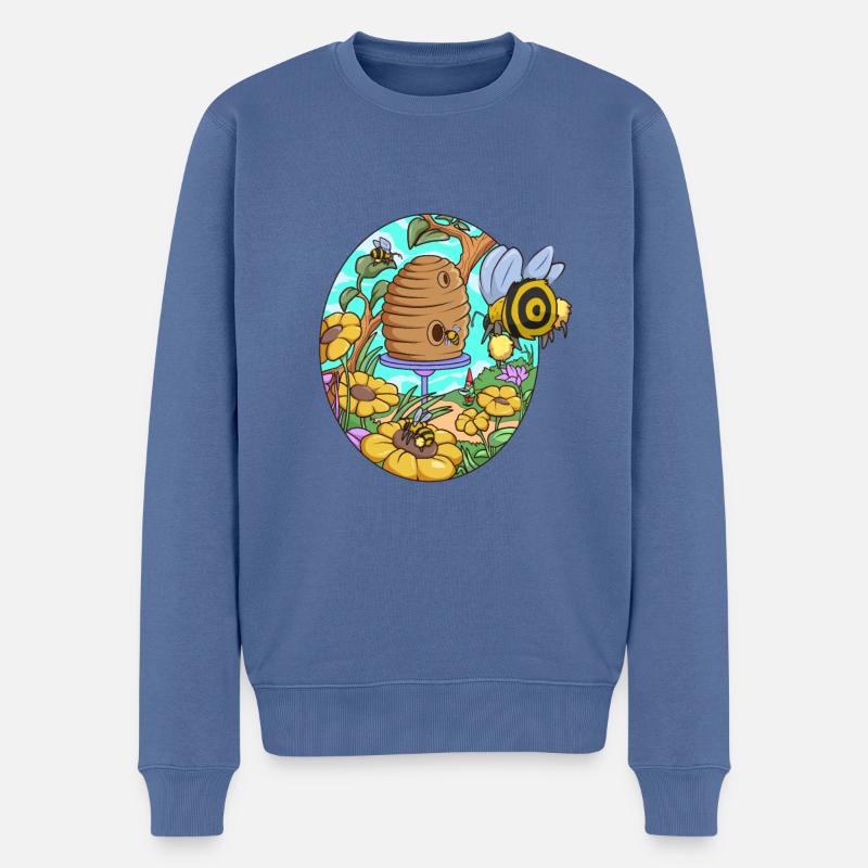 Les abeilles à la ruche - Beecore - Pull Premium bio Homme - bleu pigeon