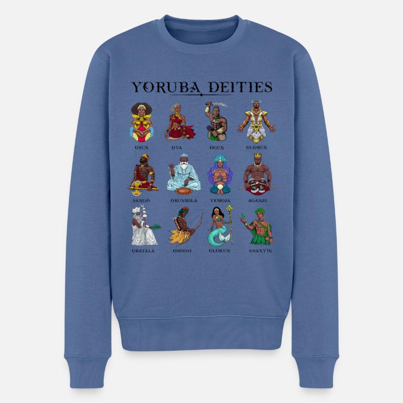 Götter der Yoruba - Männer Premium Bio Pullover - Taubenblau