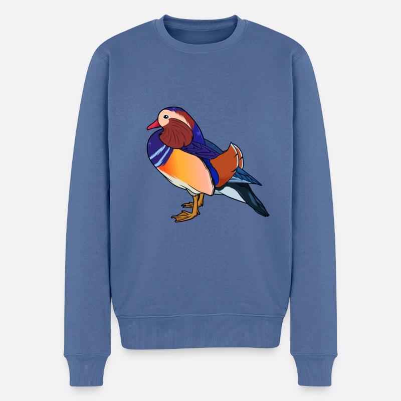 Dessin d’un canard mandarin - Pull Premium bio Homme - bleu pigeon