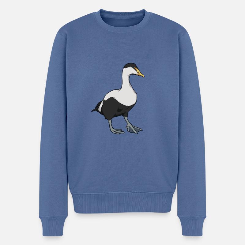 Zeichnung einer Eiderente - Männer Premium Bio Pullover - Taubenblau