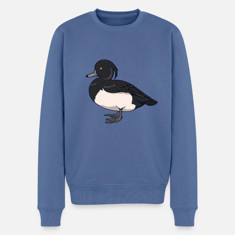Dessin d’un canard morillon - Pull Premium bio Homme - bleu pigeon