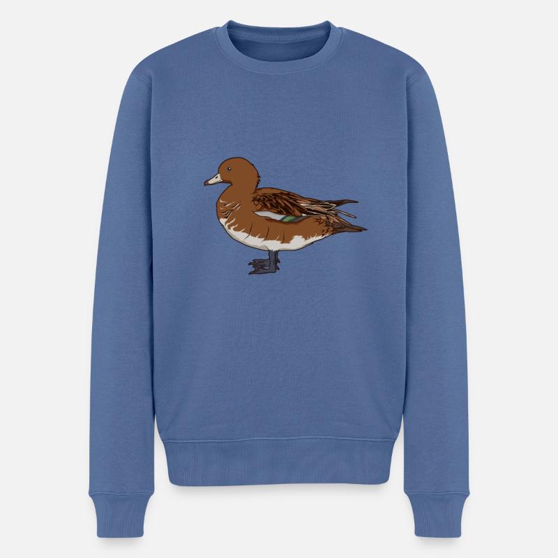 Dessin d’un canard siffleur - Pull Premium bio Homme - bleu pigeon