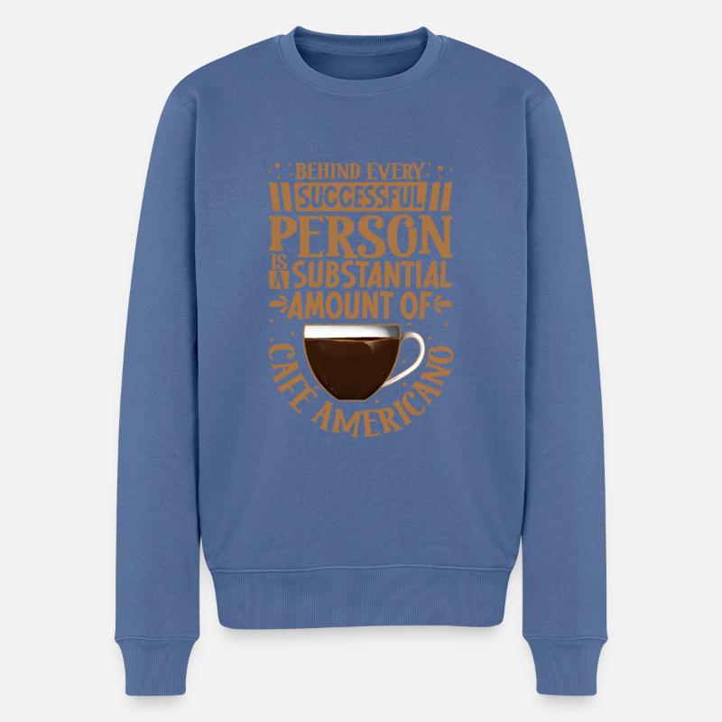 Succès seulement avec Café Americano - Pull Premium bio Homme - bleu pigeon