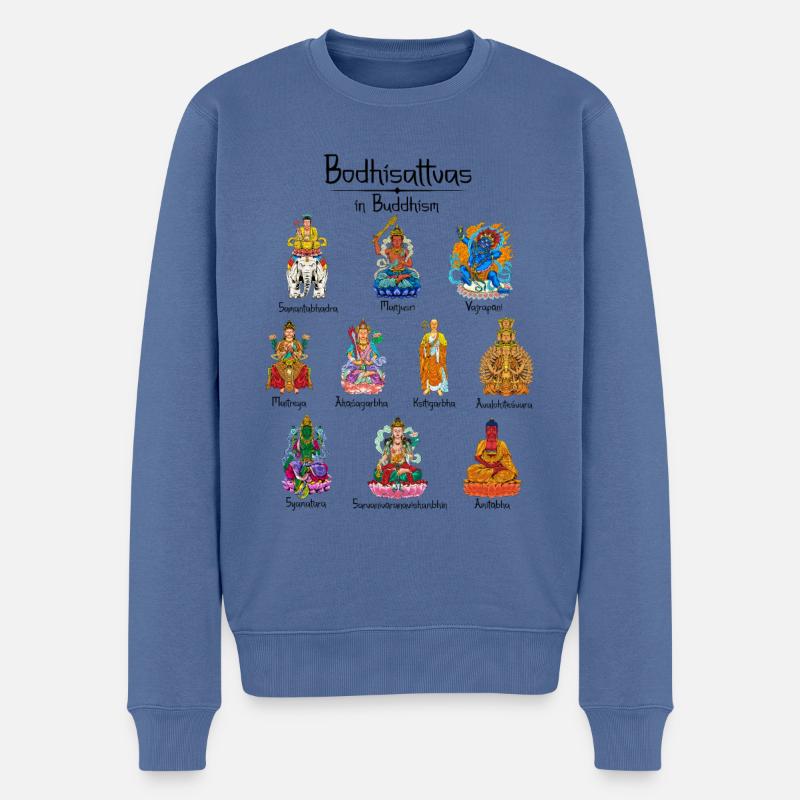 Dieux bouddhistes - Bodhisattvas - Pull Premium bio Homme - bleu pigeon