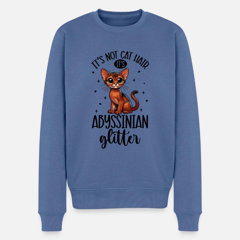 Paillettes de chat - Abyssin - Pull Premium bio Homme - bleu pigeon