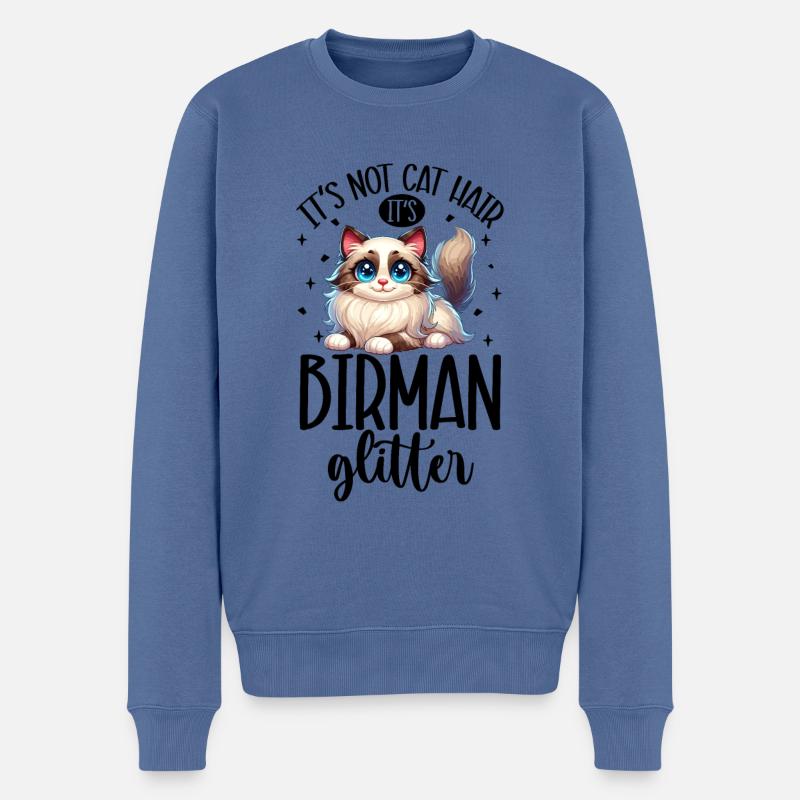 Katzen Glitzer - Birma - Männer Premium Bio Pullover - Taubenblau