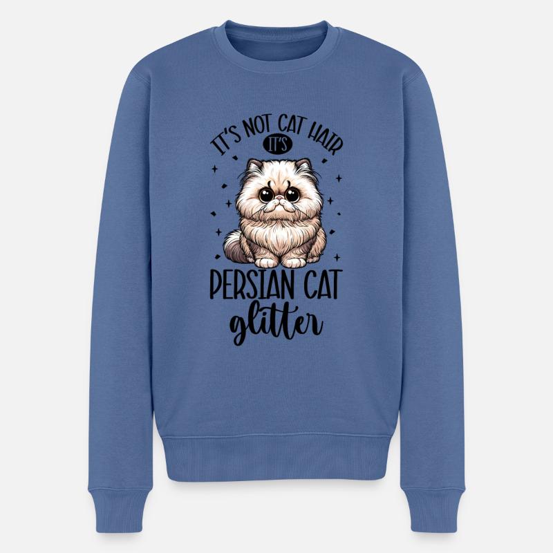Chats Paillettes - Chat Persan - Pull Premium bio Homme - bleu pigeon