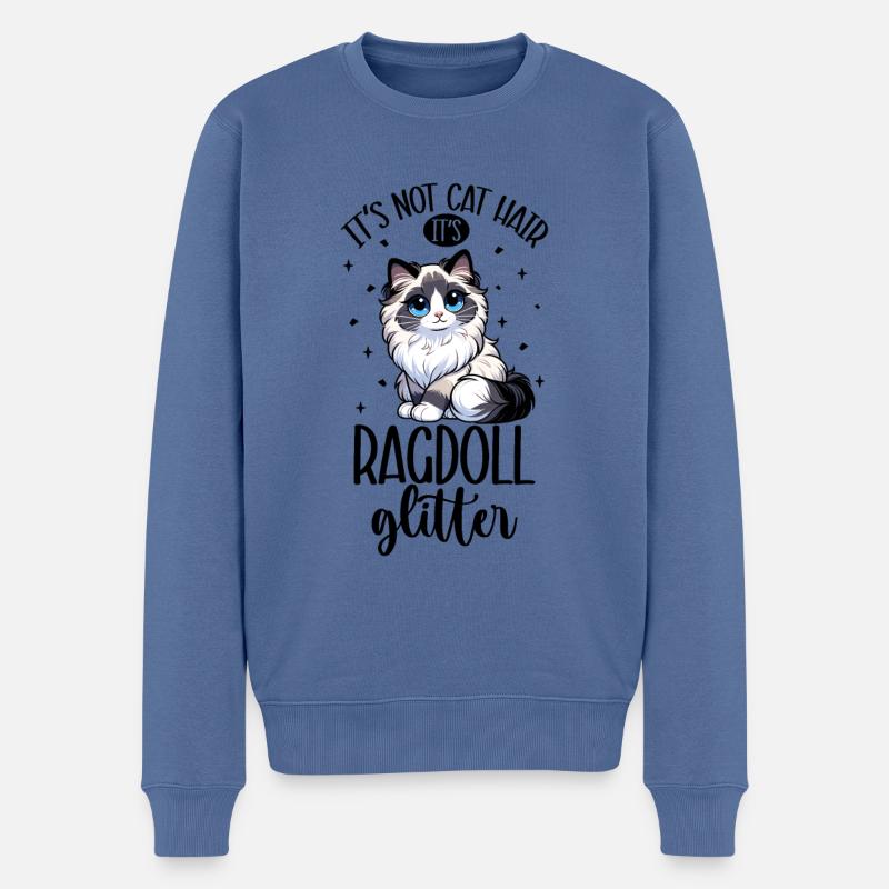 Katzen Glitzer - Ragdoll - Männer Premium Bio Pullover - Taubenblau