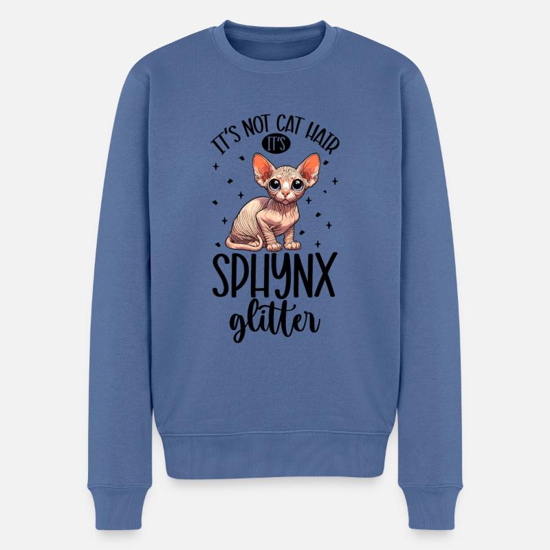 Katzen Glitzer - Sphynx - Männer Premium Bio Pullover - Taubenblau