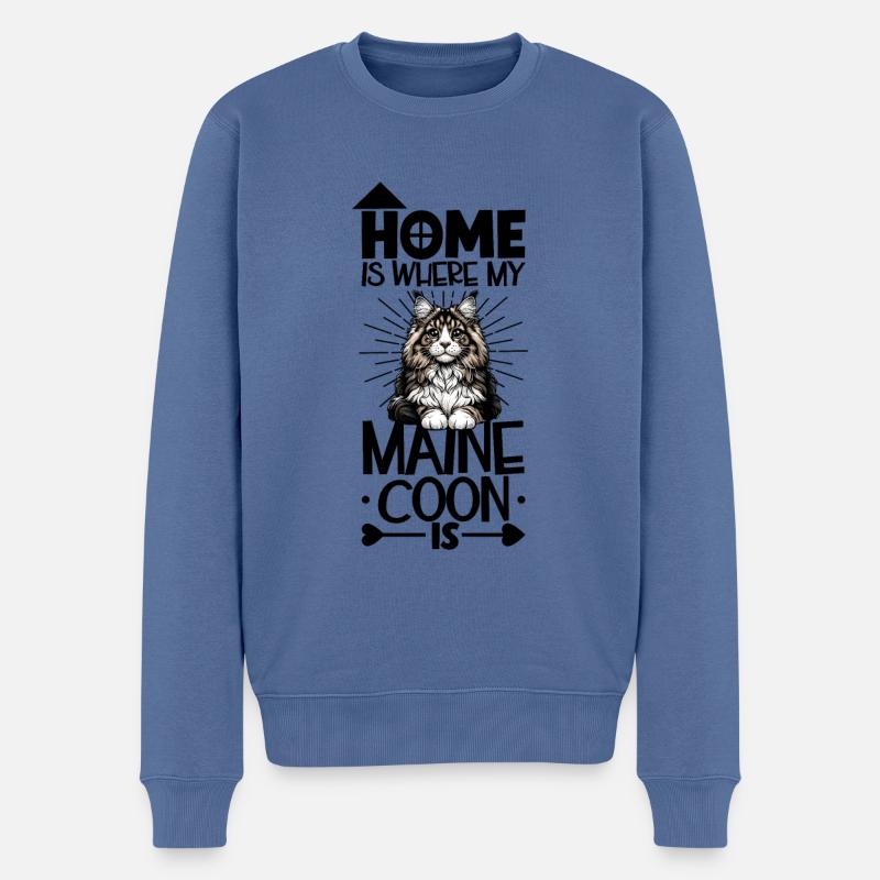 Zuhause - Maine Coon - Männer Premium Bio Pullover - Taubenblau