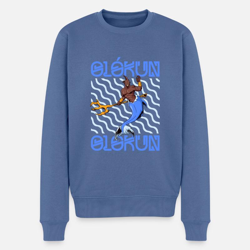 Yoruba Gott - Olokun - Männer Premium Bio Pullover - Taubenblau