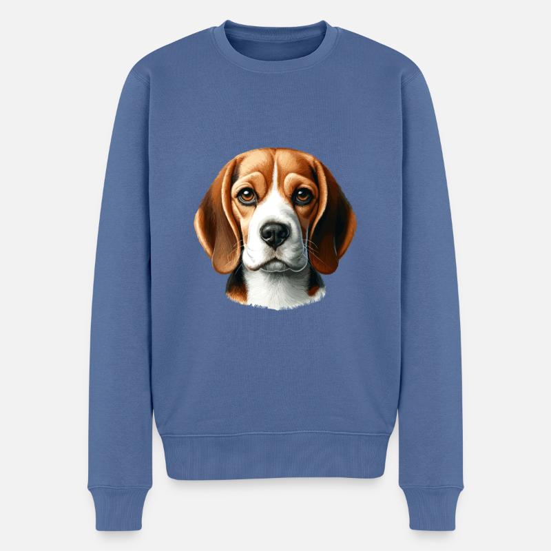 Hundegesicht - Beagle - Männer Premium Bio Pullover - Taubenblau