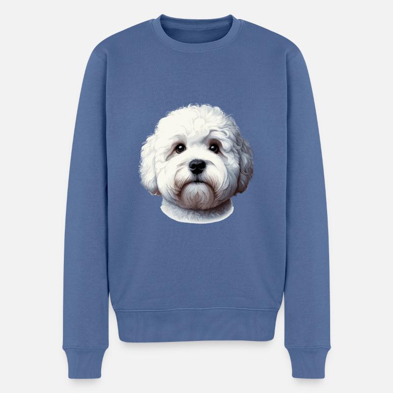Hundegesicht - Bologneser - Männer Premium Bio Pullover - Taubenblau