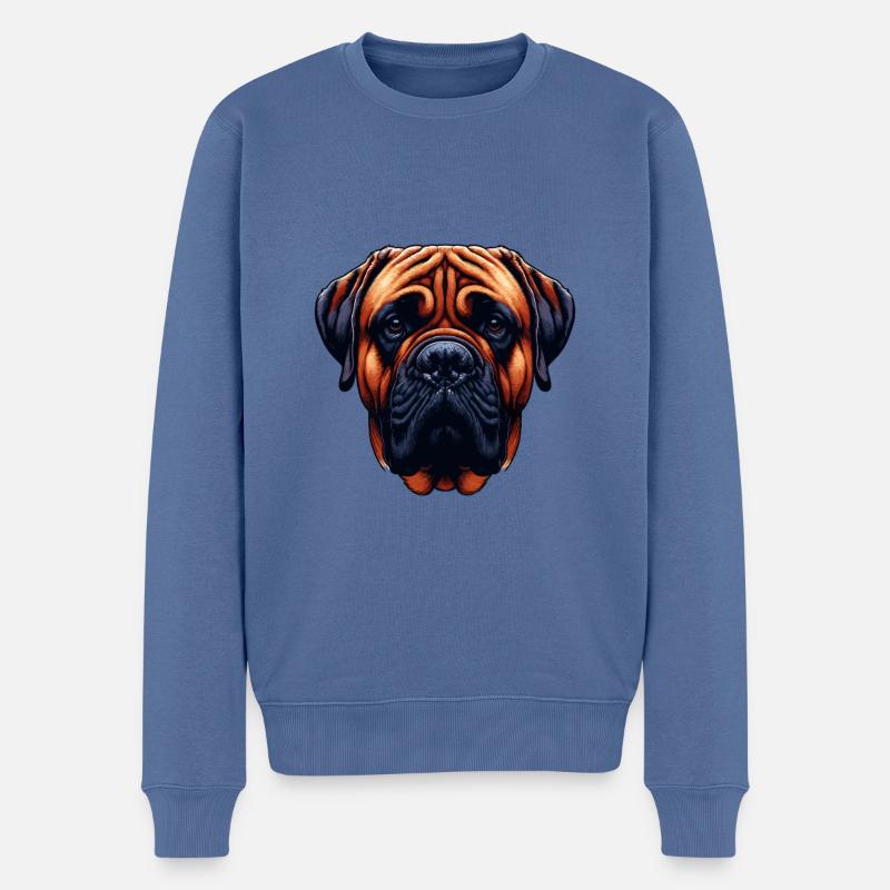 Hundegesicht - Bullmastiff - Männer Premium Bio Pullover - Taubenblau