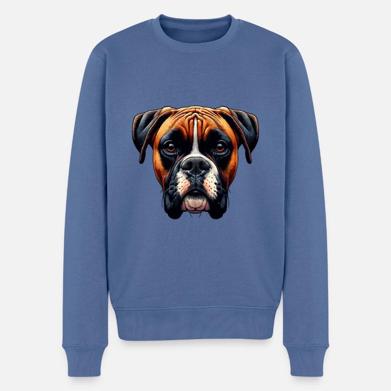 Hundegesicht - Boxer - Männer Premium Bio Pullover - Taubenblau