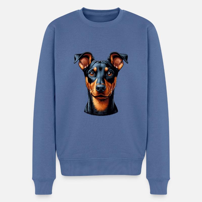 Hundegesicht - Deutscher Pinscher - Männer Premium Bio Pullover - Taubenblau