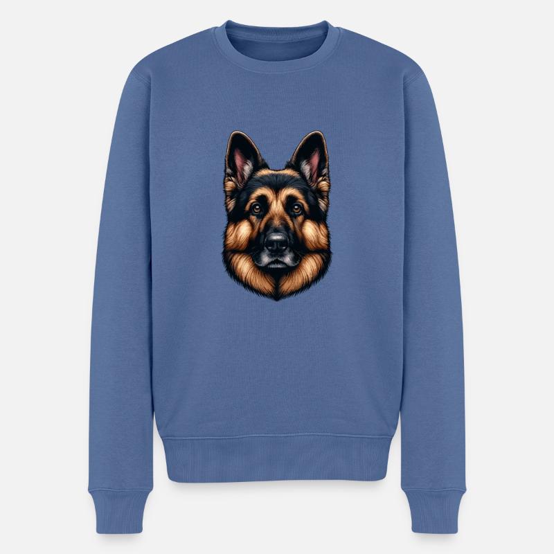 Hundegesicht - Deutscher Schäferhund - Männer Premium Bio Pullover - Taubenblau
