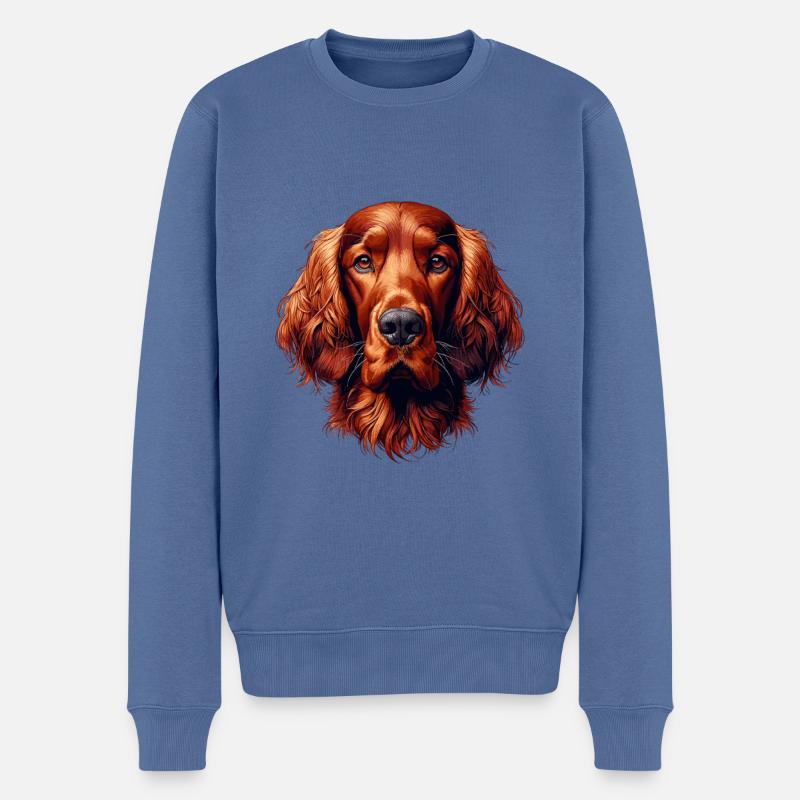 Hundegesicht - Irish Red Setter - Männer Premium Bio Pullover - Taubenblau