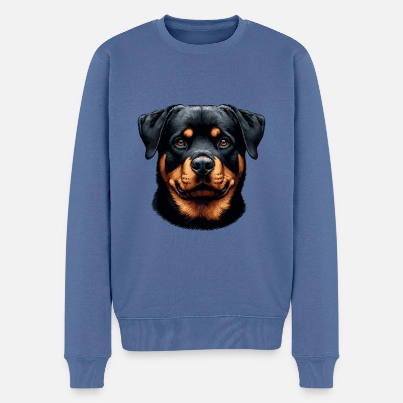 Visage de chien - Rottweiler - Pull Premium bio Homme - bleu pigeon