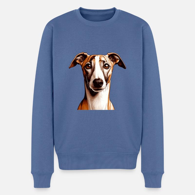 Hundegesicht - Whippet - Männer Premium Bio Pullover - Taubenblau