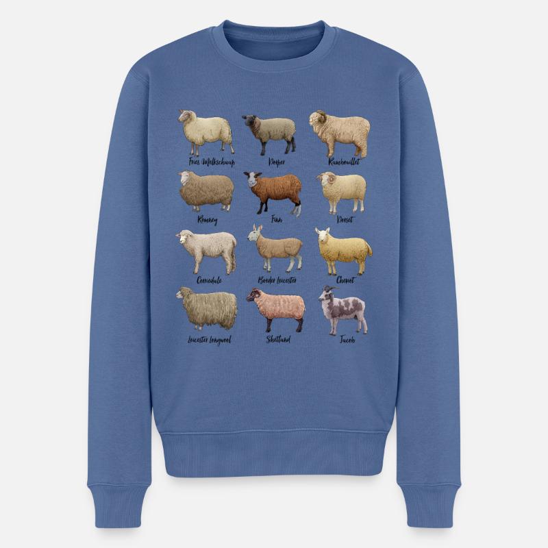 Schaf Zeichnungen - Schaf - Männer Premium Bio Pullover - Taubenblau