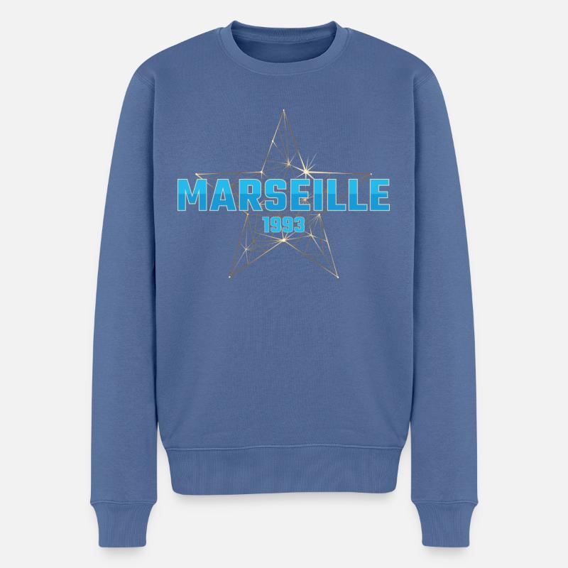 Marseille - 1993 - Pull Premium bio Homme - bleu pigeon