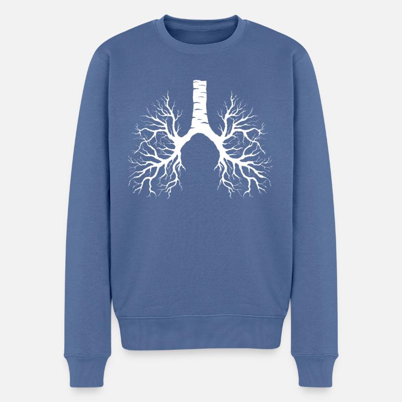 Lungenbaum - Lunge, Birke, Äste, Adern, Natur - Männer Premium Bio Pullover - Taubenblau