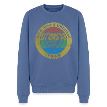 Wild, free & untamed since 08/1999 - Men's Premium Organic Jumper - stone blue - Front - Nico (187cm)