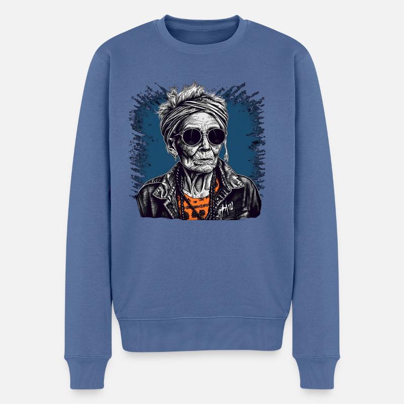 Cool Old Punker Lady - Best Ager - Pull Premium bio Homme - bleu pigeon