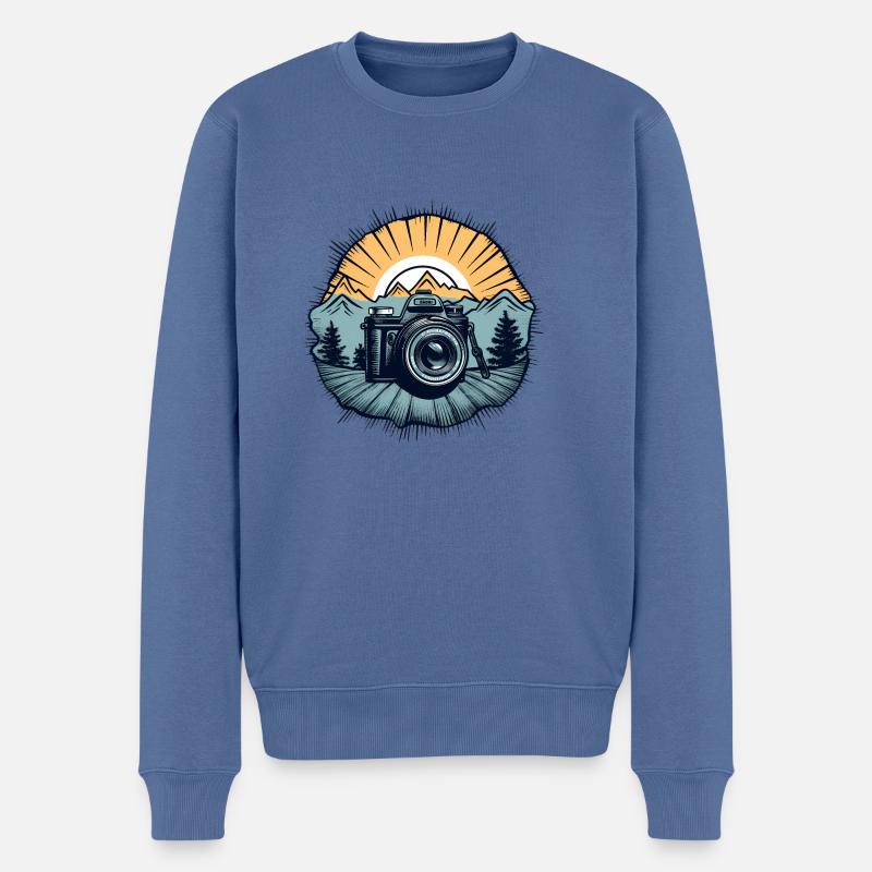 Logo de caméra rétro cool - Pull Premium bio Homme - bleu pigeon
