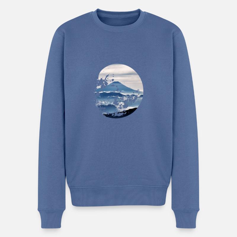 Fujiyama Mond - Männer Premium Bio Pullover - Taubenblau