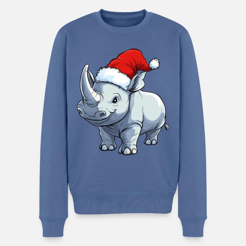 Père Noël Rhinocéros - Pull Premium bio Homme - bleu pigeon
