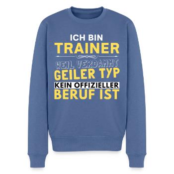 Verdammt geiler Typ - Trainer Edition - Männer Premium Bio Pullover - Taubenblau - Vorne - Nico (187cm)