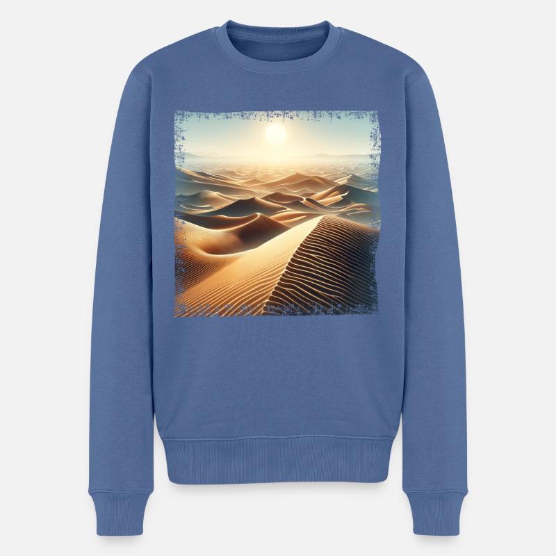 Coucher de soleil dans le désert du Sahara - Pull Premium bio Homme - bleu pigeon