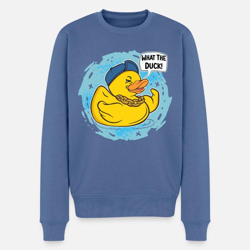 What The Duck? Coole Hip Hopper Gummiente - Männer Premium Bio Pullover - Taubenblau