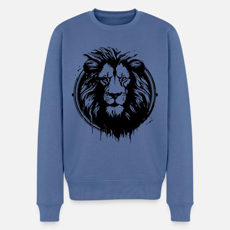Löwe - Männer Premium Bio Pullover - Taubenblau