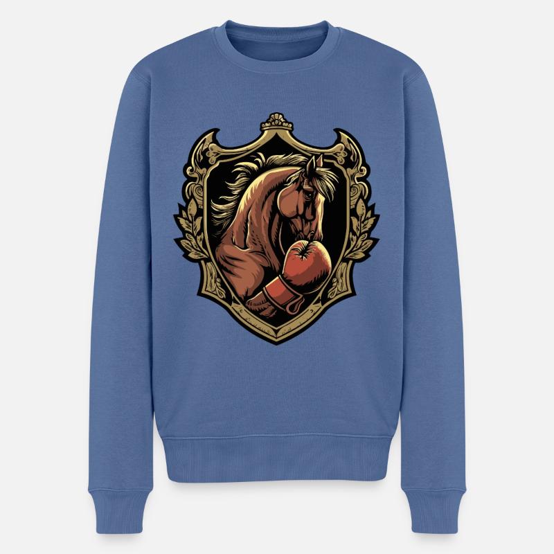 Cheval Boxer MMA Logo - Pull Premium bio Homme - bleu pigeon