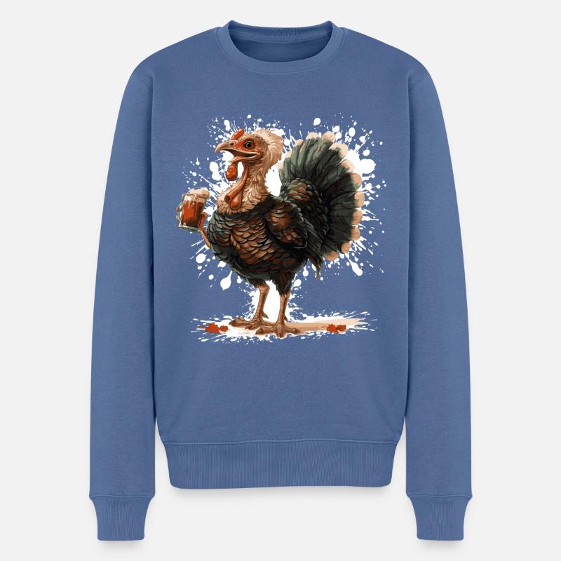Truthan Bière Drôle - Pull Premium bio Homme - bleu pigeon
