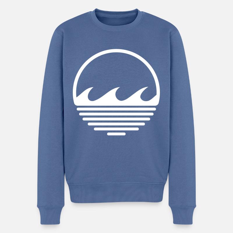 Wellen in einem Kreis - Männer Premium Bio Pullover - Taubenblau