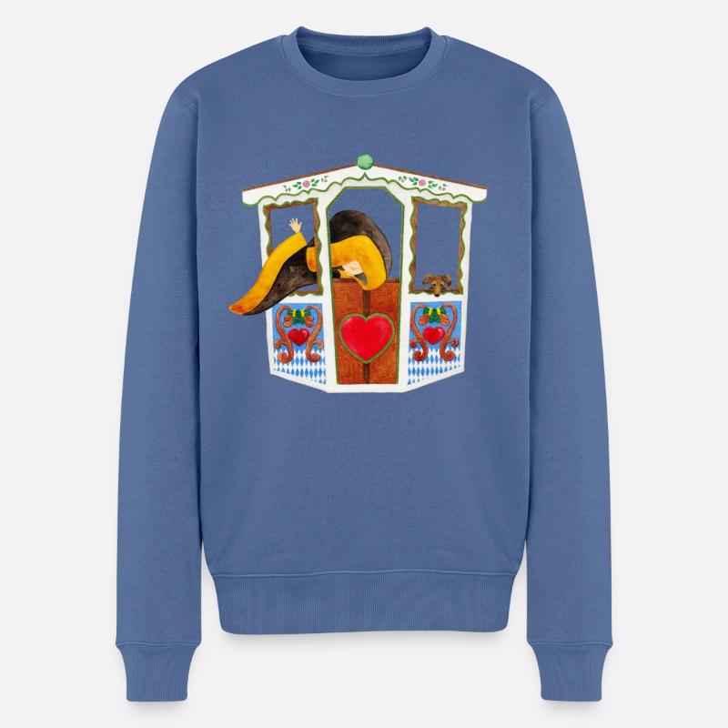 Münchner Kindl und Dackel im Riesenrad - Männer Premium Bio Pullover - Taubenblau