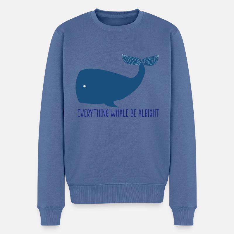 Whale Everything Whale Be Alright - Pull Premium bio Homme - bleu pigeon