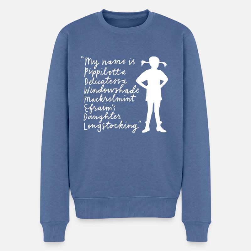 Pippi Langstrumpf My Name Is Pippilotta … - Männer Premium Bio Pullover - Taubenblau