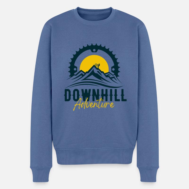 Downhill Abfahrt Adventure, Zahnrad - Männer Premium Bio Pullover - Taubenblau