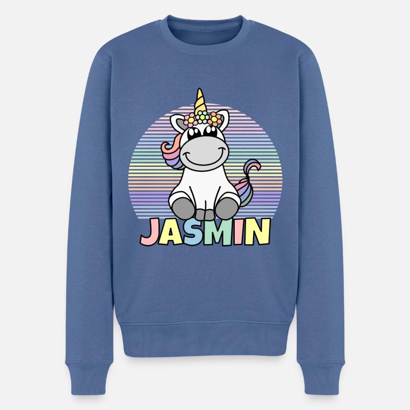 Jasmin Einhorn Name - Männer Premium Bio Pullover - Taubenblau